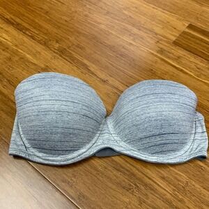 PINK Victoria's Secret Strapless Bra Women Size 32D Gray Push Up Wear Everywhere